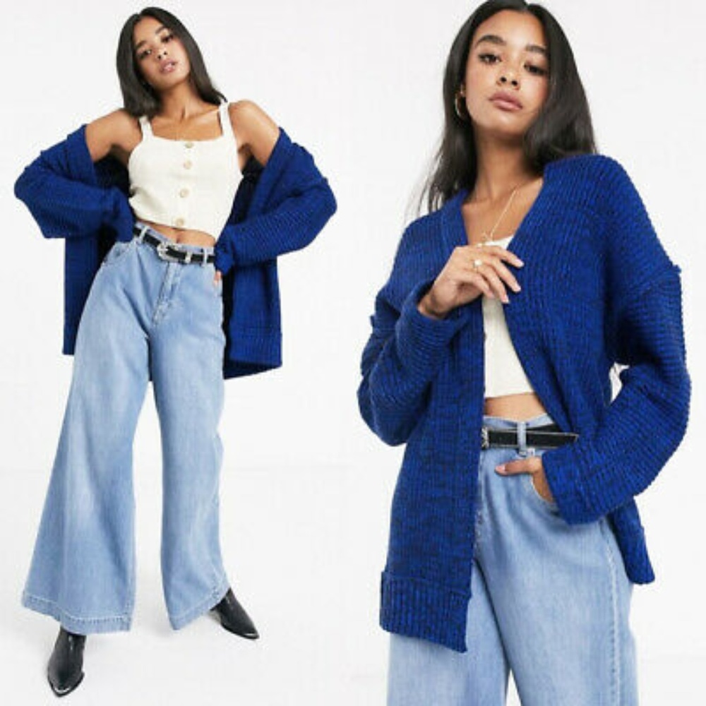 Free People High Hopes Cardigan Sweater Navy Blue - Picture 2 of 7